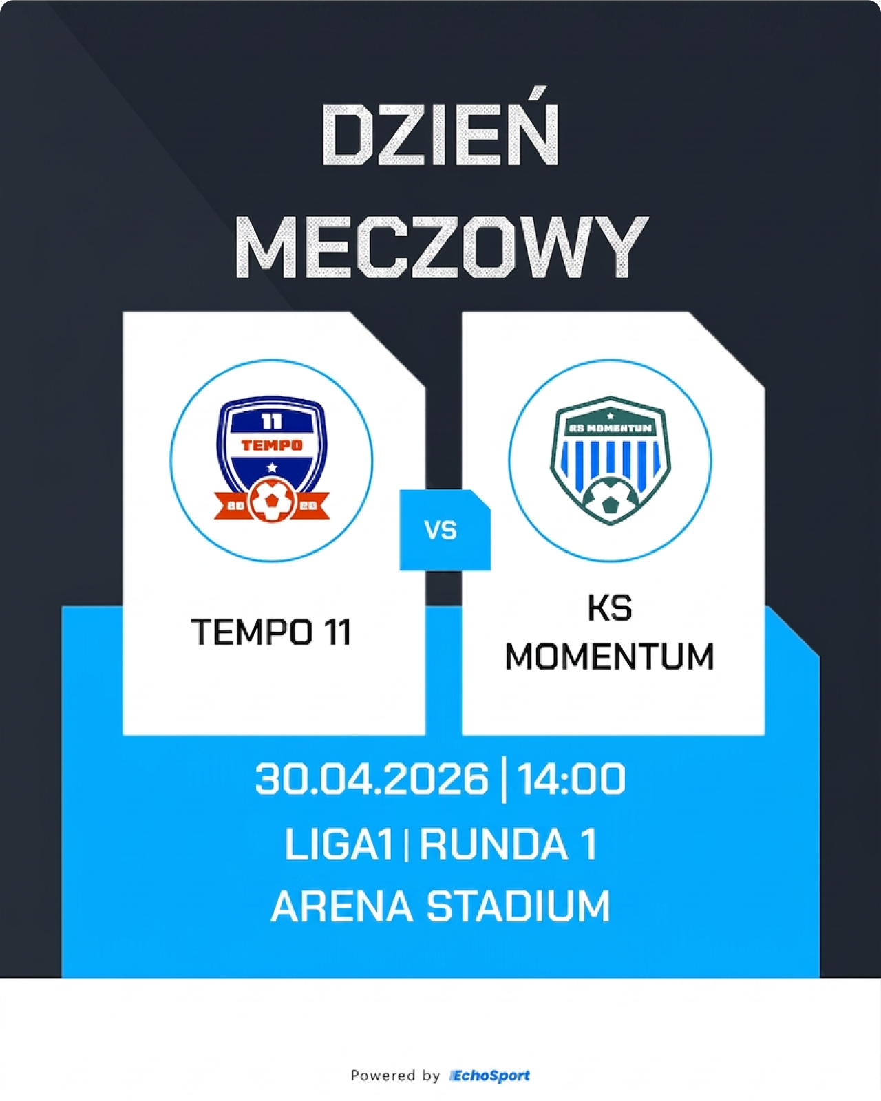 Grafika zapowiedzi meczu dla klubu piłkarskiego przygotowana w EchoSport